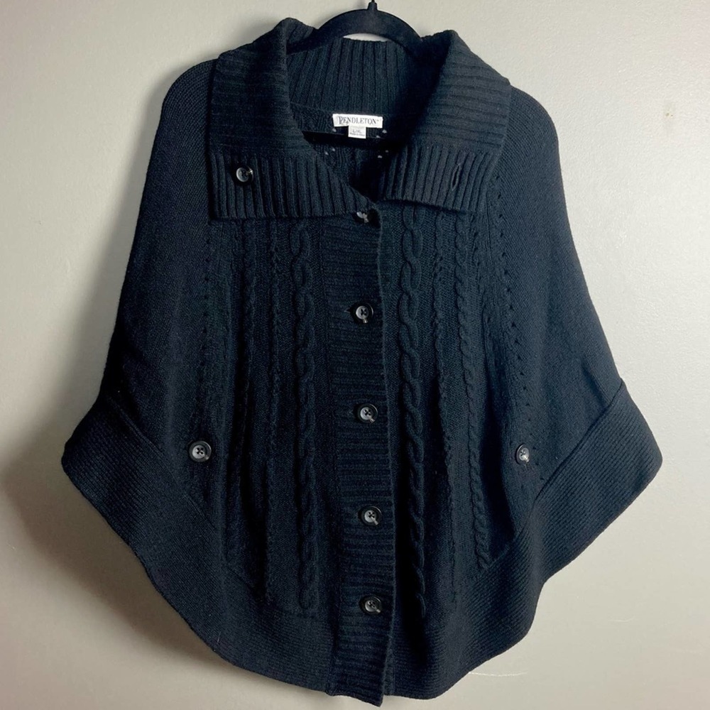 Pendleton Sweater Poncho Large/Extra Large Black - image 1